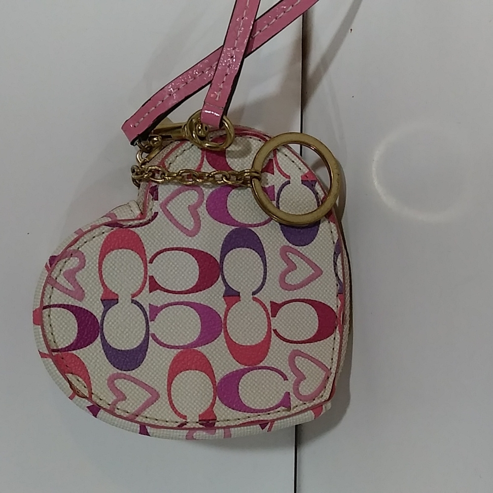 Coach heart shape key chain wristlet